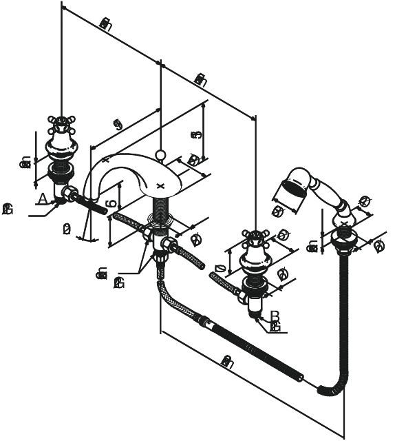 Tradition Chrom Vierloch-Wannenrandarmatur [https://damixa.de]